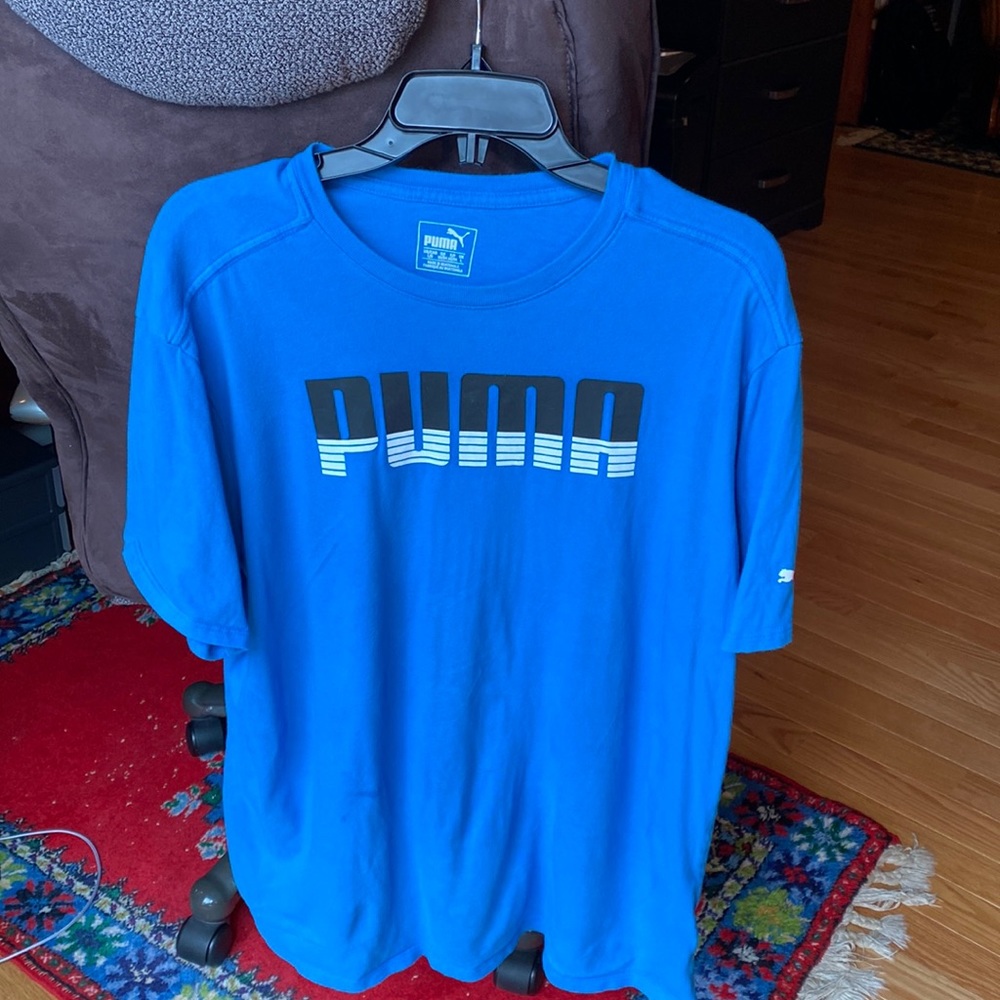 Puma Light Blue Short Sleeve Large T-Shirt